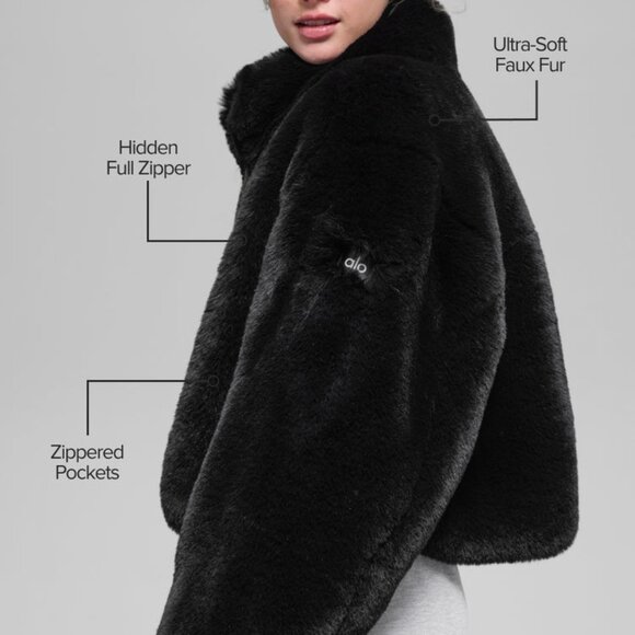 Alo Yoga Faux Fur Allure Jacket  Black - Picture 6 of 6